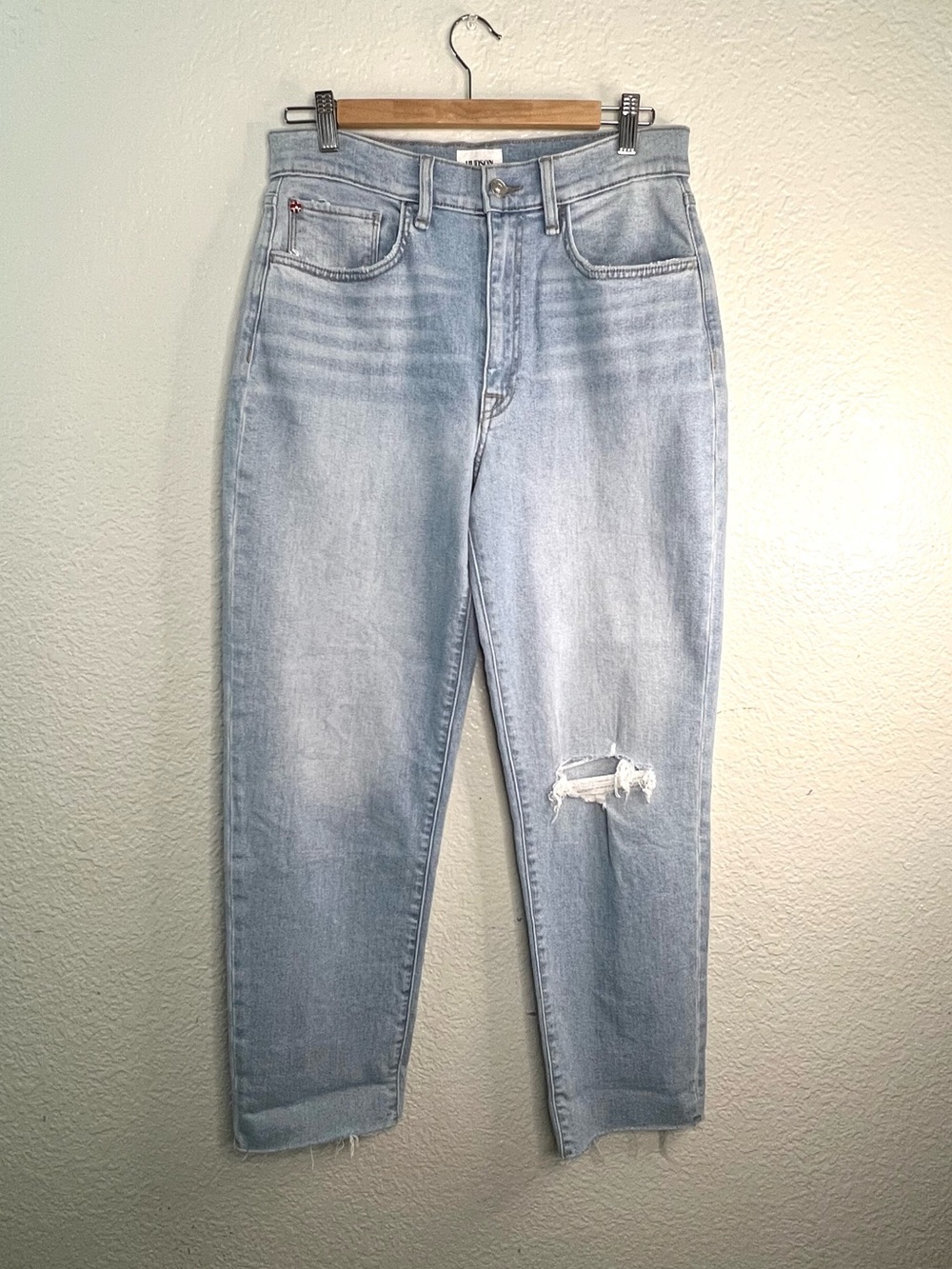 HUDSON Kass High Rise Straight Ankle Jeans Light Wash Distressed Women’s Size 26